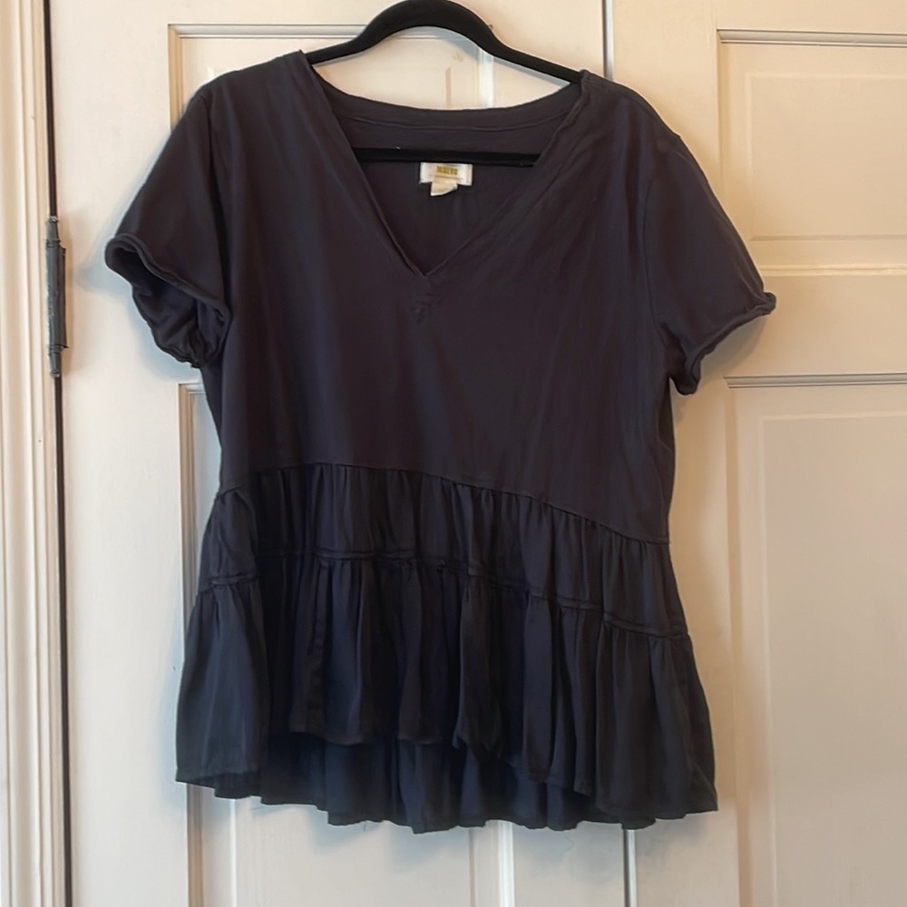 Maeve Anthropologie Black V Neck Cotton Top